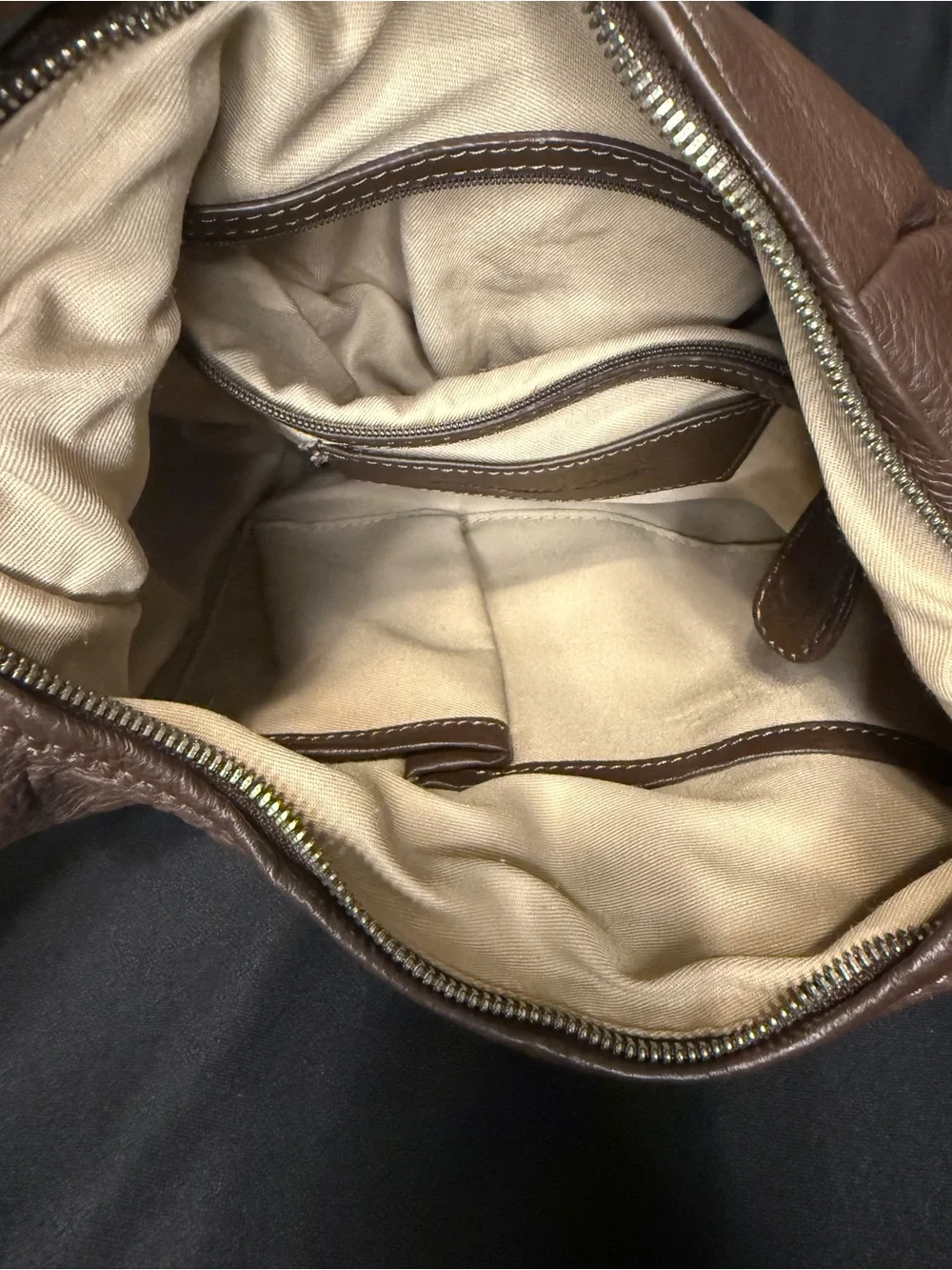 Coldwater Creek Dark Brown Leather Hobo Shoulder Bag